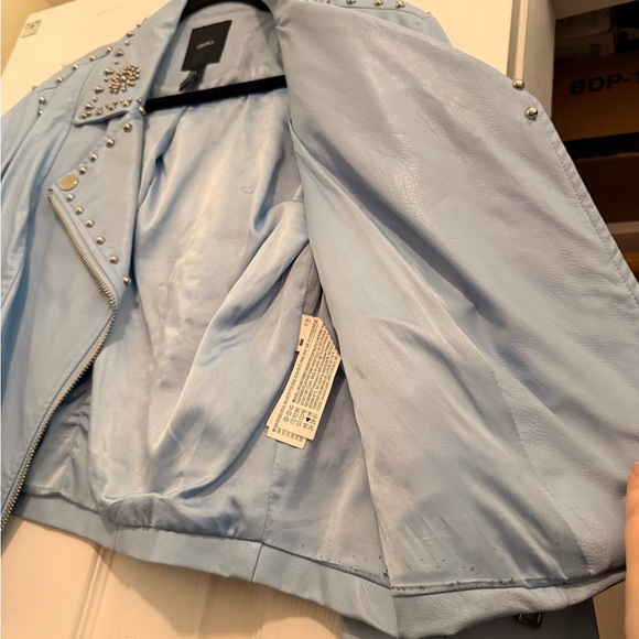 Forever 21 Pale Blue Studded Faux Leather Moto Jacket - Picture 2 of 3